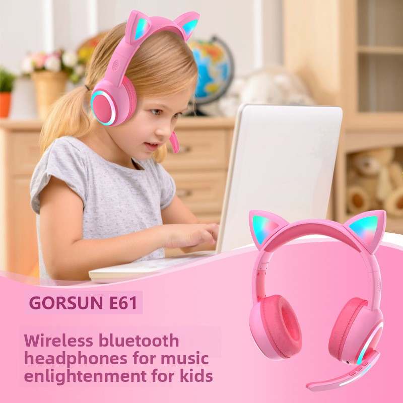 Cat Ear Bluetooth Headset Led - Headphone Bluetooth dengan Desain Telinga Kucing