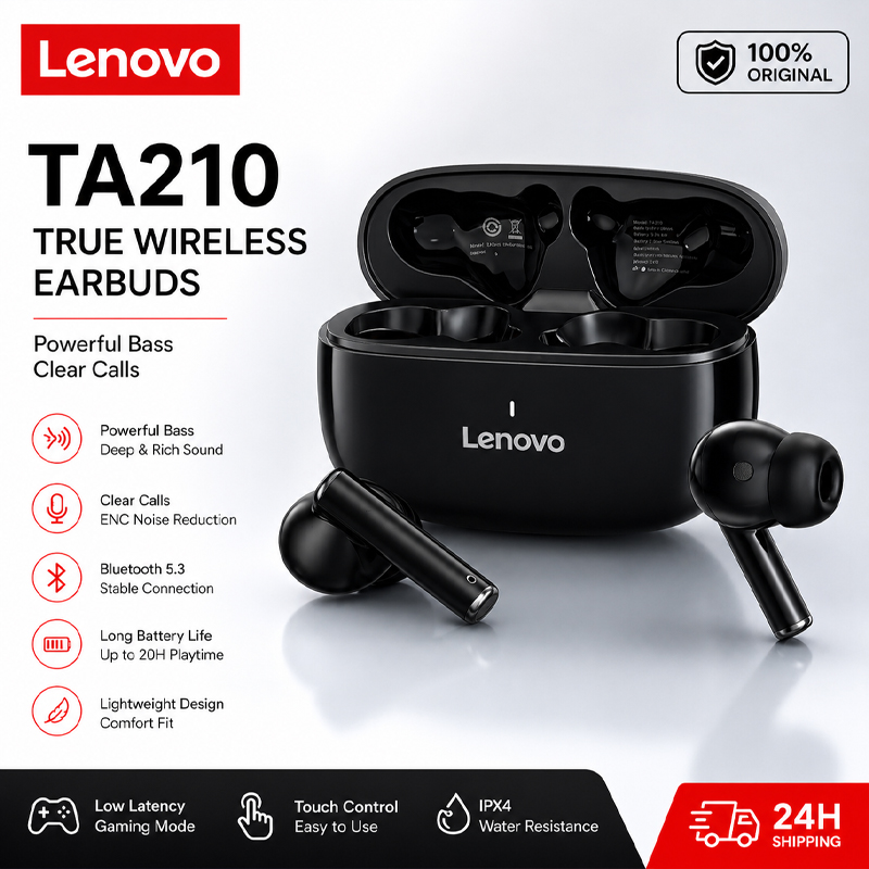 Anc Wireless Over Ear Headphones - Headphone Nirkabel Bluetooth Lenovo TA210 dengan
