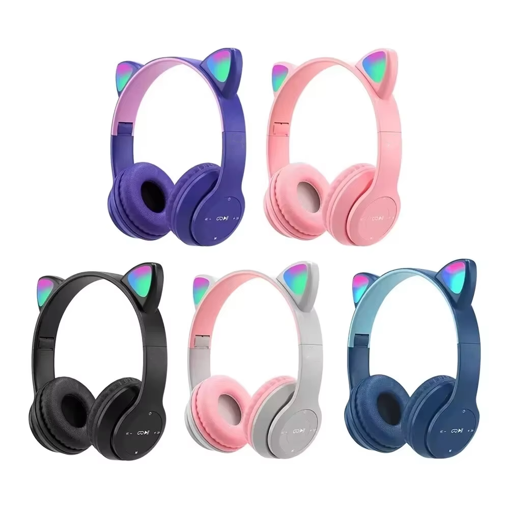 Headphone Game Nirkabel Anak P - Cat Ear Bluetooth Headset Led ulasan dan harga